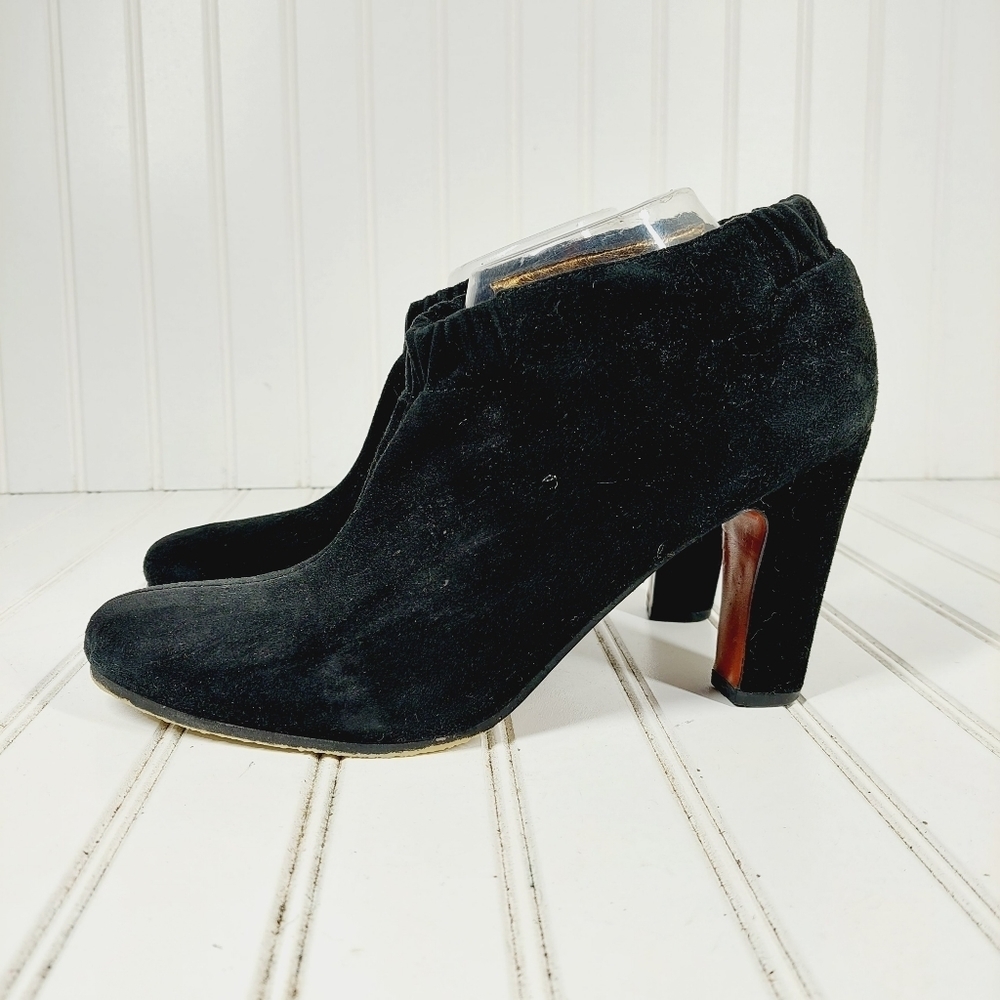 Sam Edelman Simone Women's Black Suede Heeled Elastic Ankle Booties I113